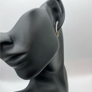 Natural Diamond 14k Gold Plated Hoop Earrings